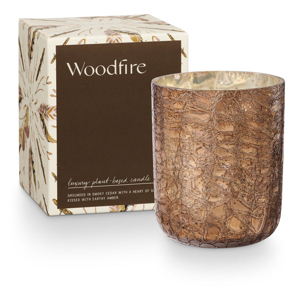 Woodfire Crackle Glass Candle