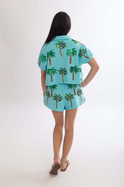 Palm Tree Sequin Top