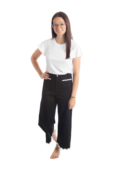 Rosanne Black Ric Rac Pants