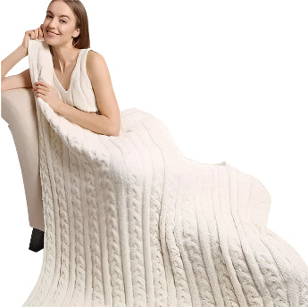 Braided Cable Knit Luxury Soft Throw Blanket