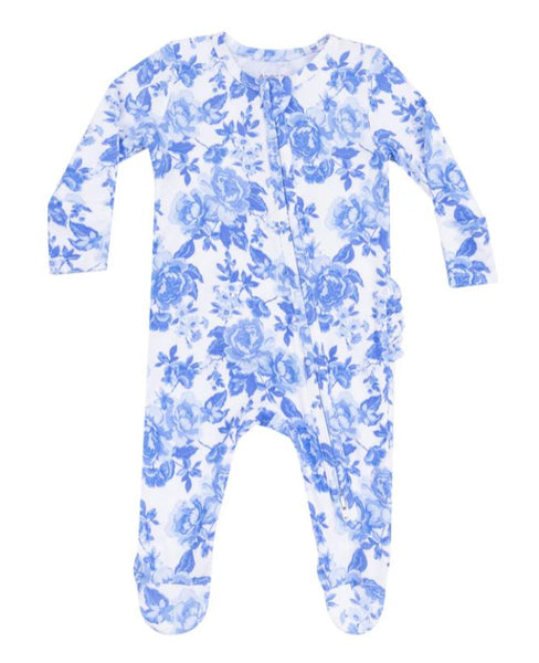 Roses in Blue Ruffle Footie