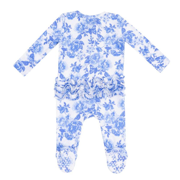 Roses in Blue Ruffle Footie