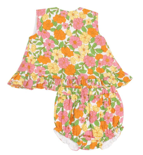 Retro Botanical Ruffle Top & Bloomers