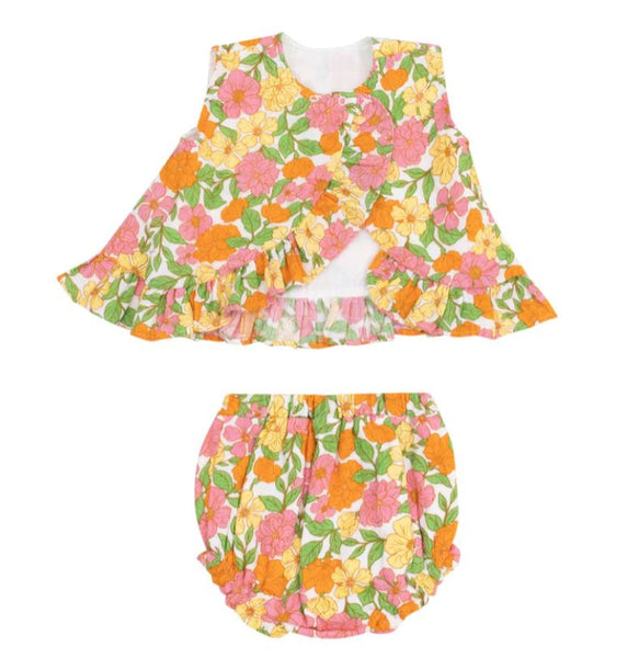 Retro Botanical Ruffle Top & Bloomers