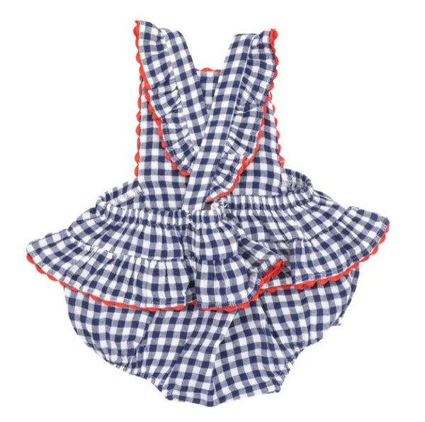 Navy Gingham Ric Rac Bubble