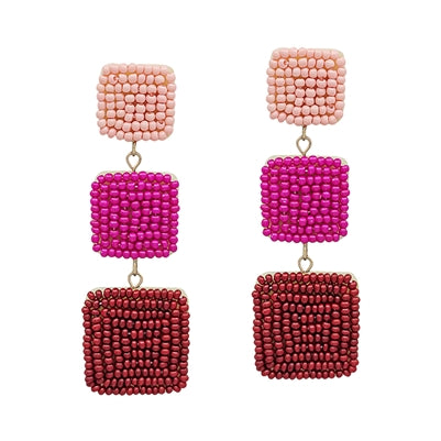 Graduated Seed Bead 2.75" Earring