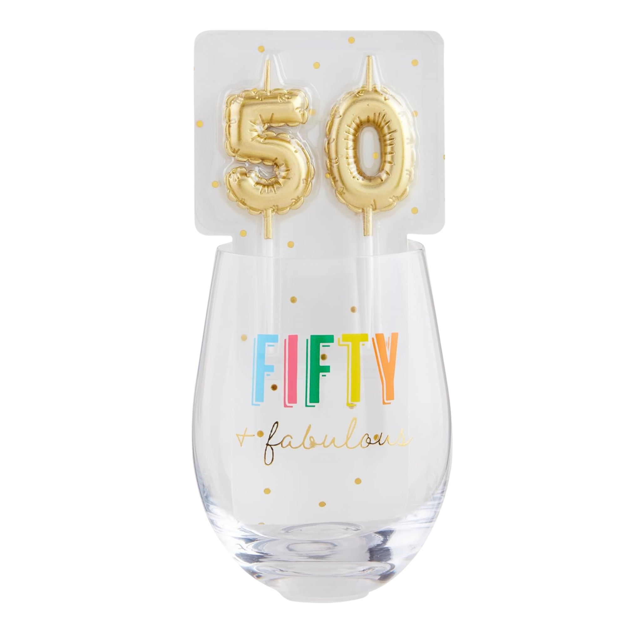50th Candle Wine Glass Set