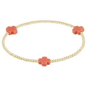 Coral Signature Cross 2mm Bead Bracelet