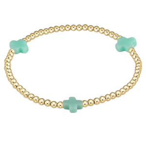 Mint Signature Cross 3mm Bead Bracelet
