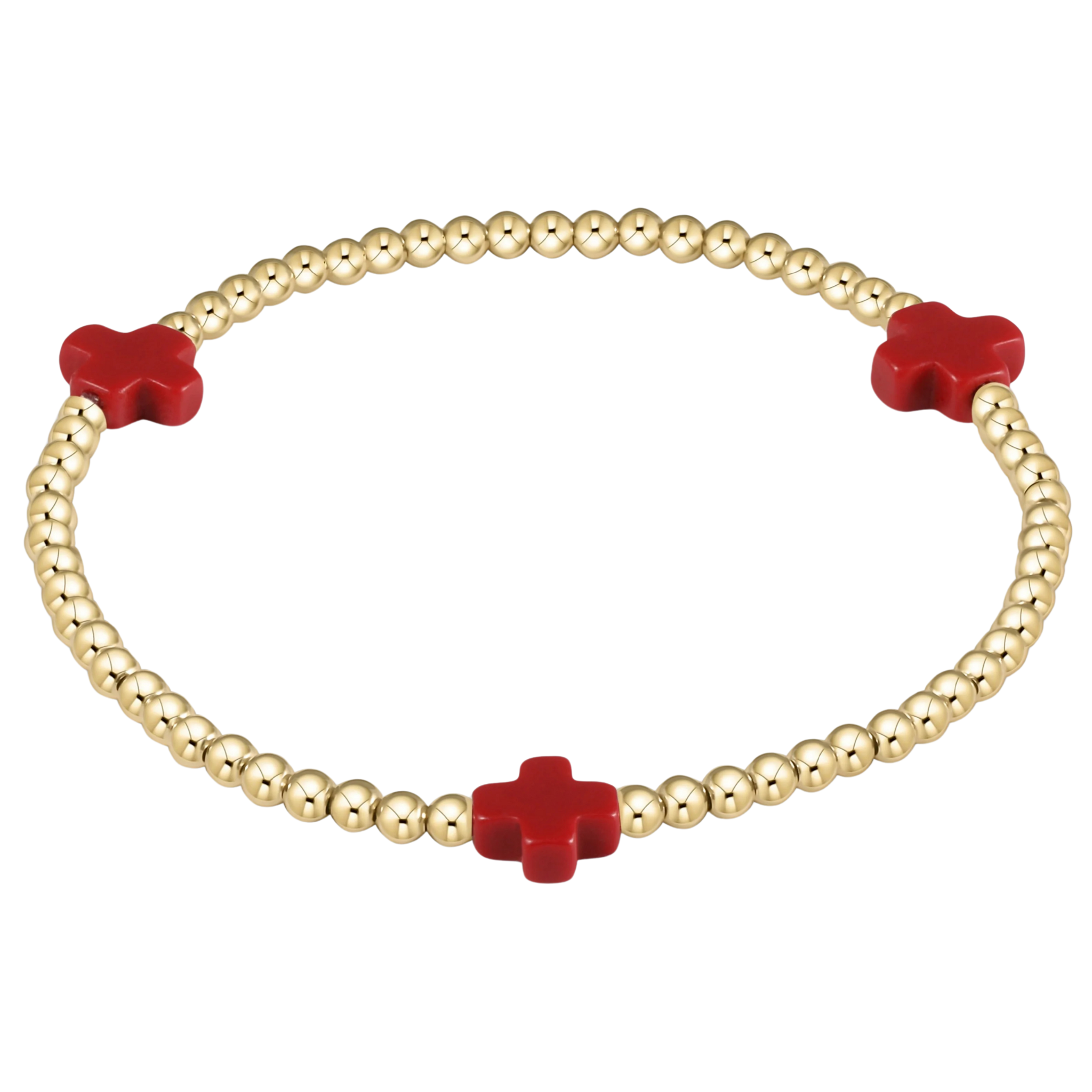 Red Signature Cross 3mm Bead Bracelet