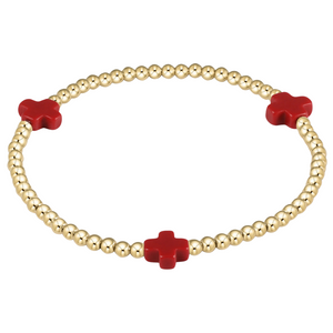 Red Signature Cross 3mm Bead Bracelet