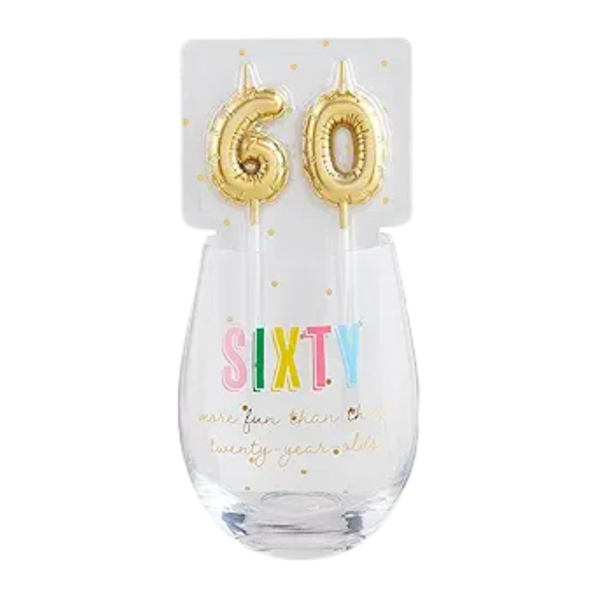 60th Candle Wine Glass Set