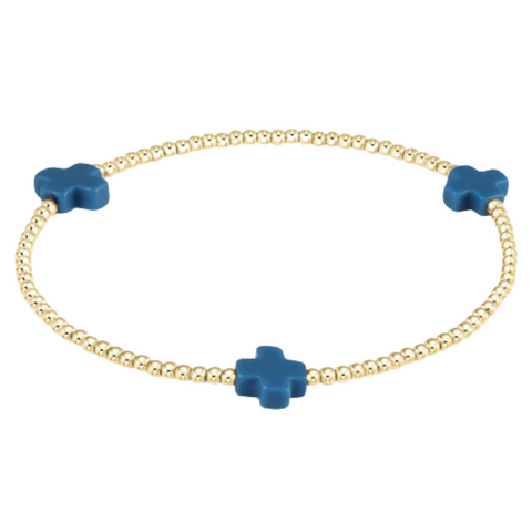 Cobalt Signature Cross 2mm Bead Bracelet