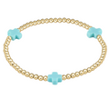 Turquoise Signature Cross 3mm Bead Bracelet