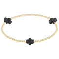 Signature Cross 2mm Gold Pattern Bracelet - Onyx