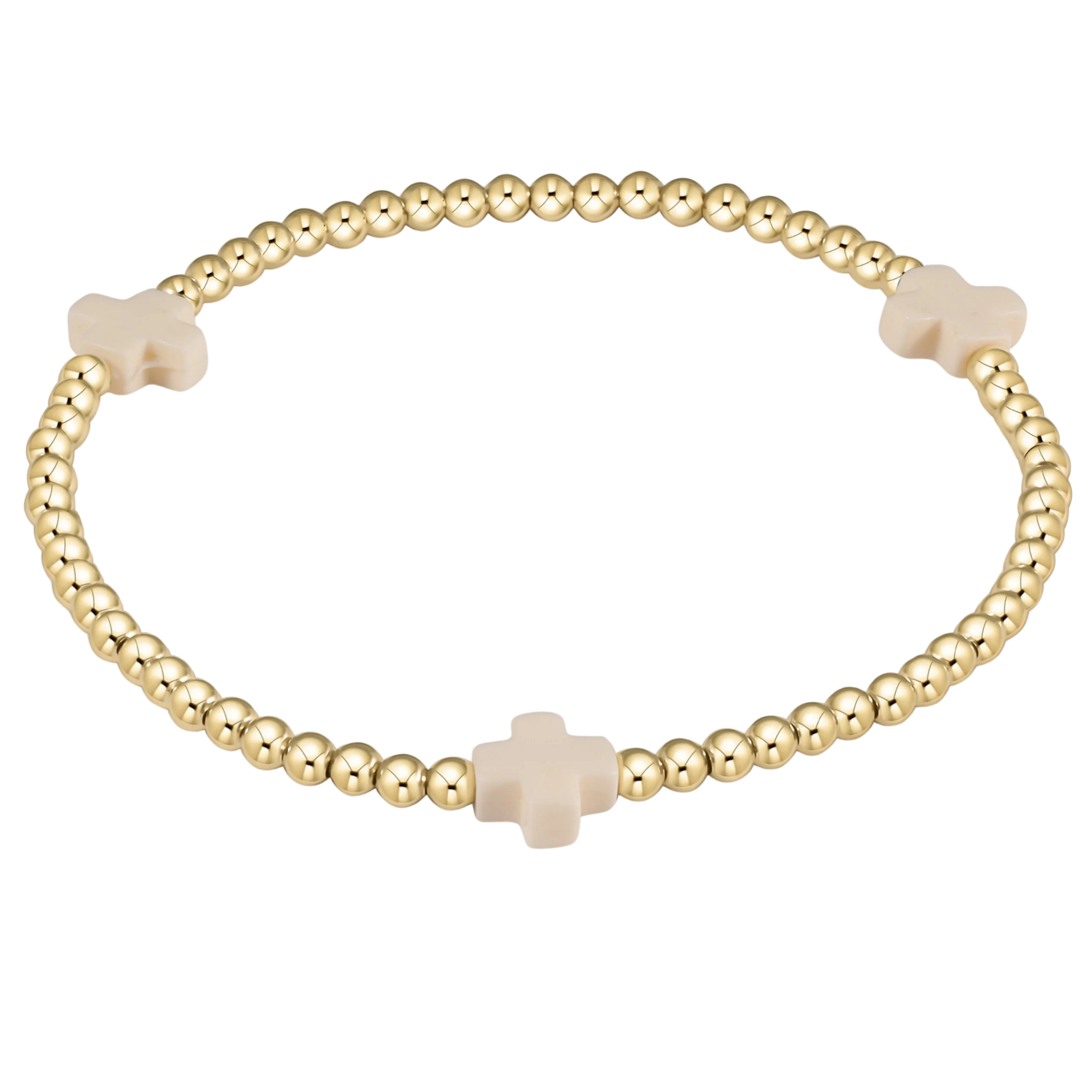 Signature Cross 3mm Gold Bracelet - Off White