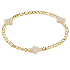 Off White Signature Cross 3mm Bead Bracelet