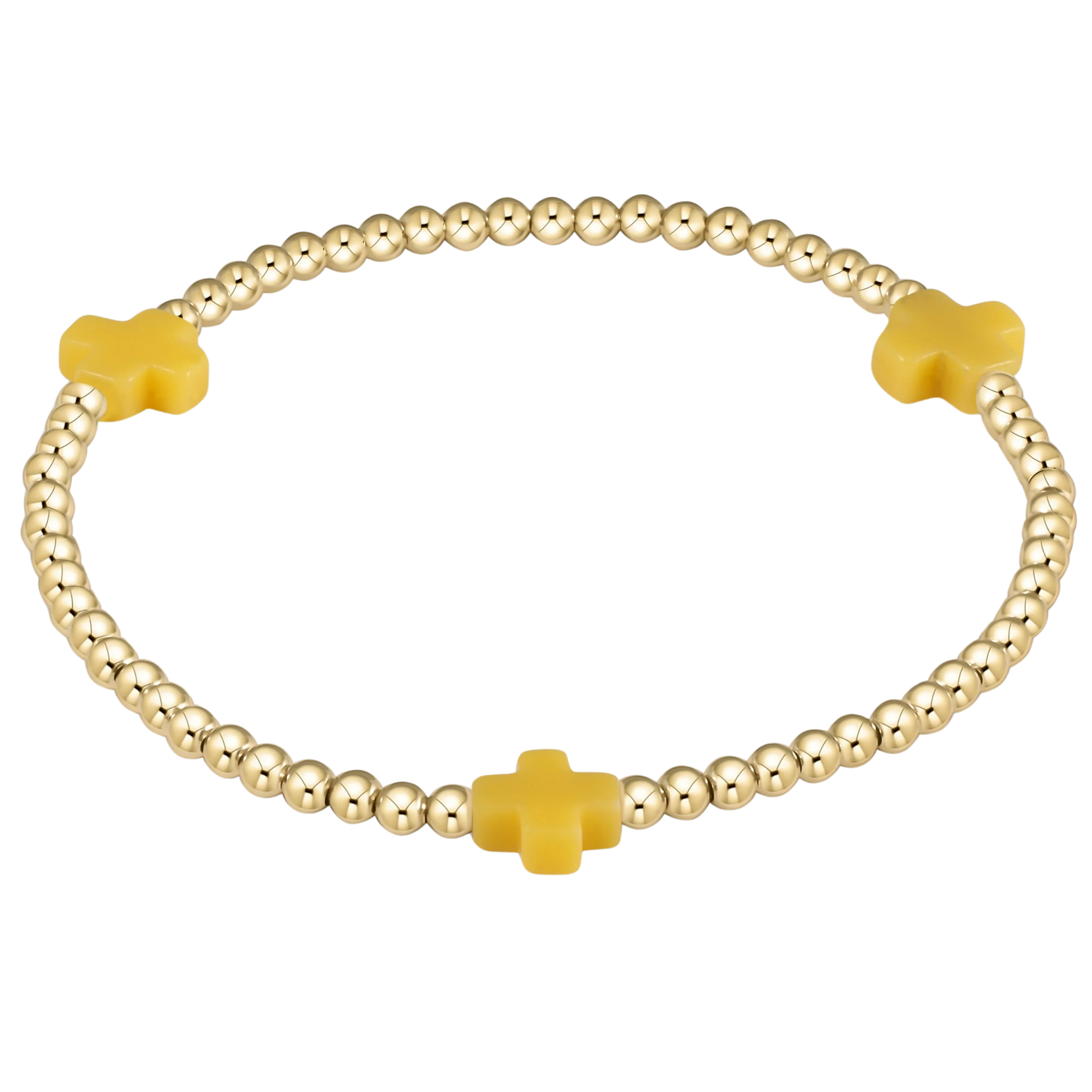 Signature Cross 3mm Bead Bracelet - Canary