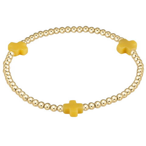 Canary Yellow Signature Cross 3mm Bead Bracelet