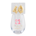 40th Candle Wine Glass Set