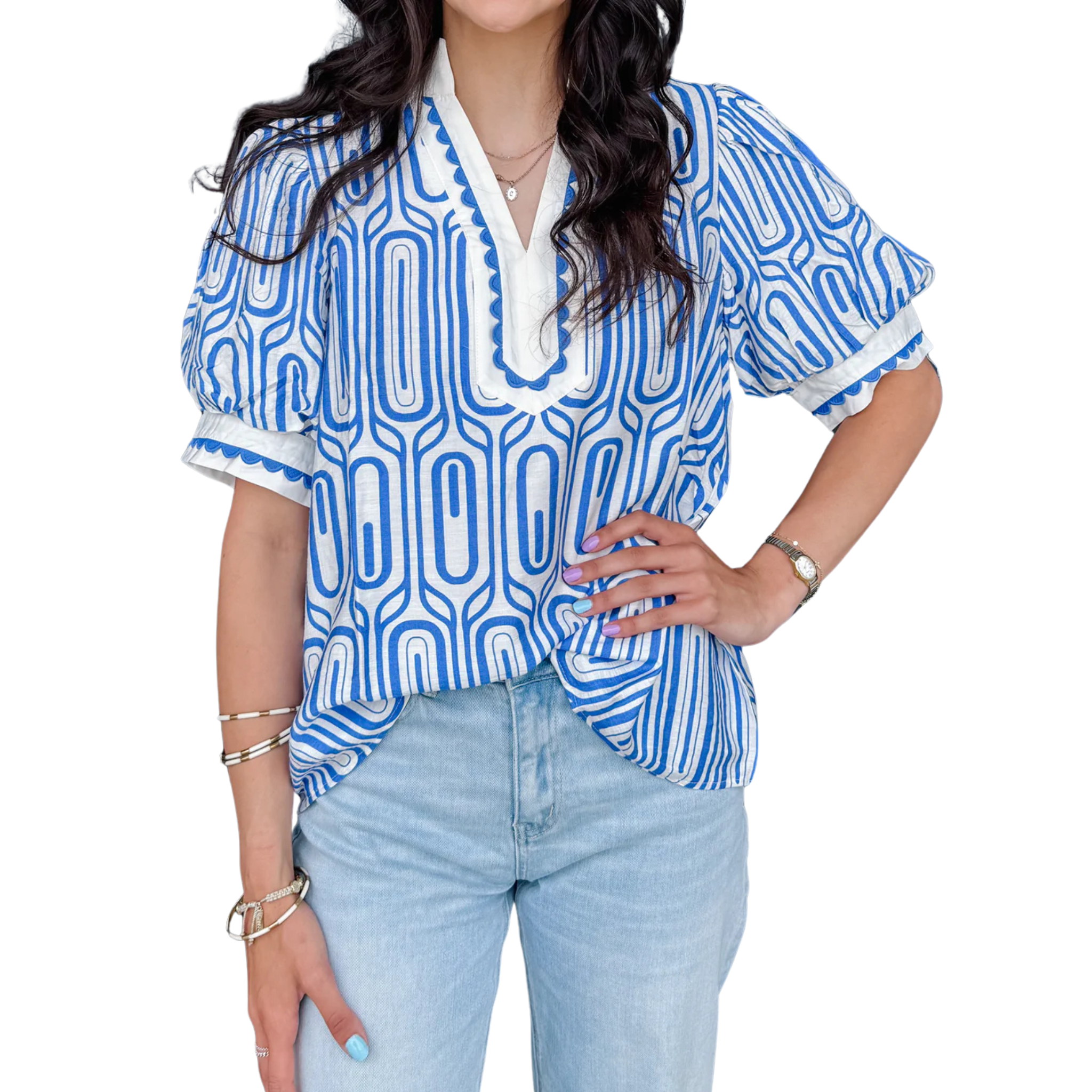 Raya Blue Linen Top