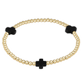 Signature Cross 3mm Gold Bracelet - Black Onyx
