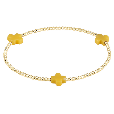 Canary Yellow Signature Cross 2mm Bead Bracelet