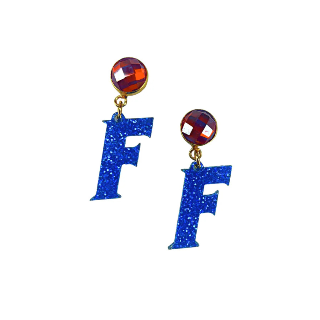 Mini Blue Glitter Florida Gators Earrings