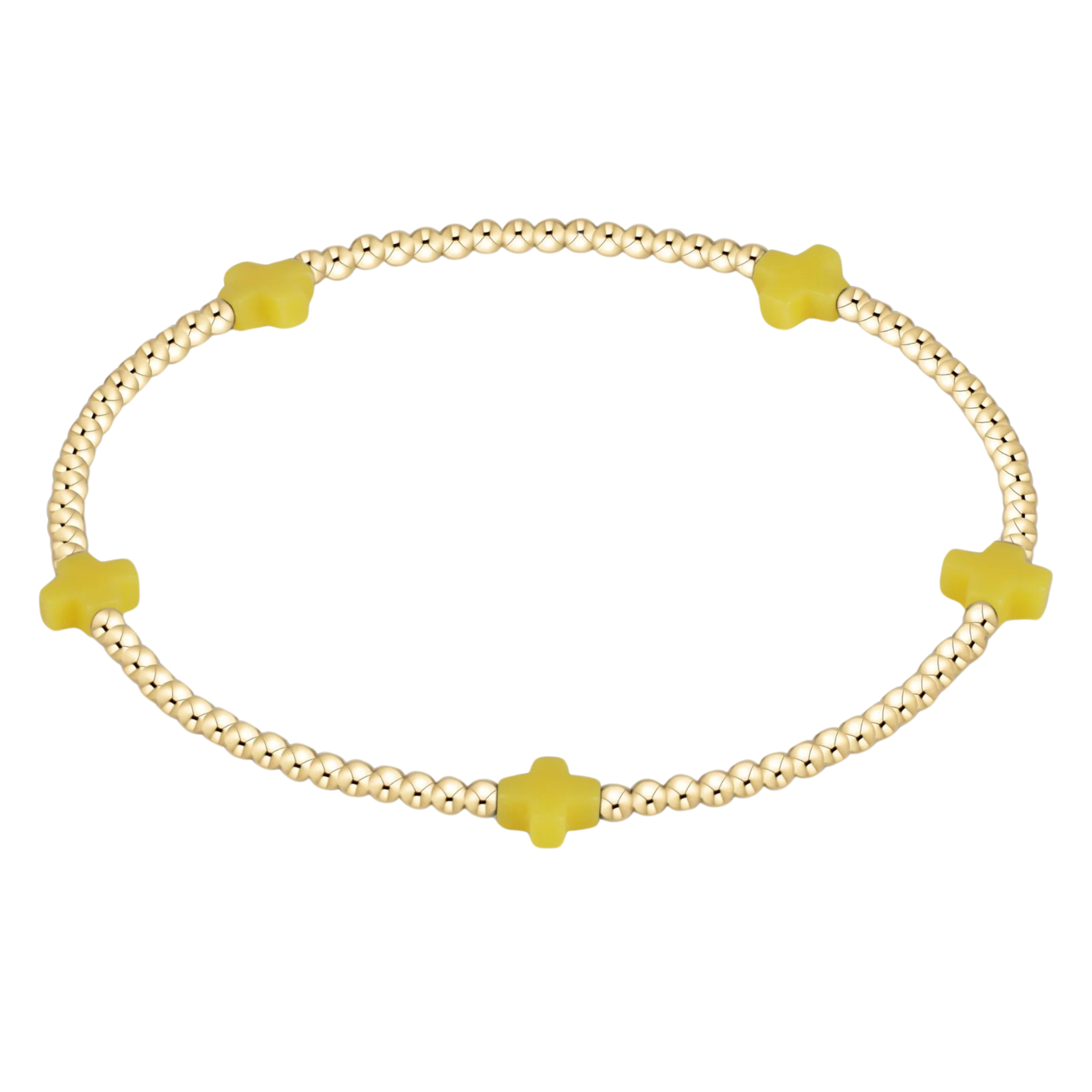 Signature Cross Small 2mm Gold Bracelet - Canary
