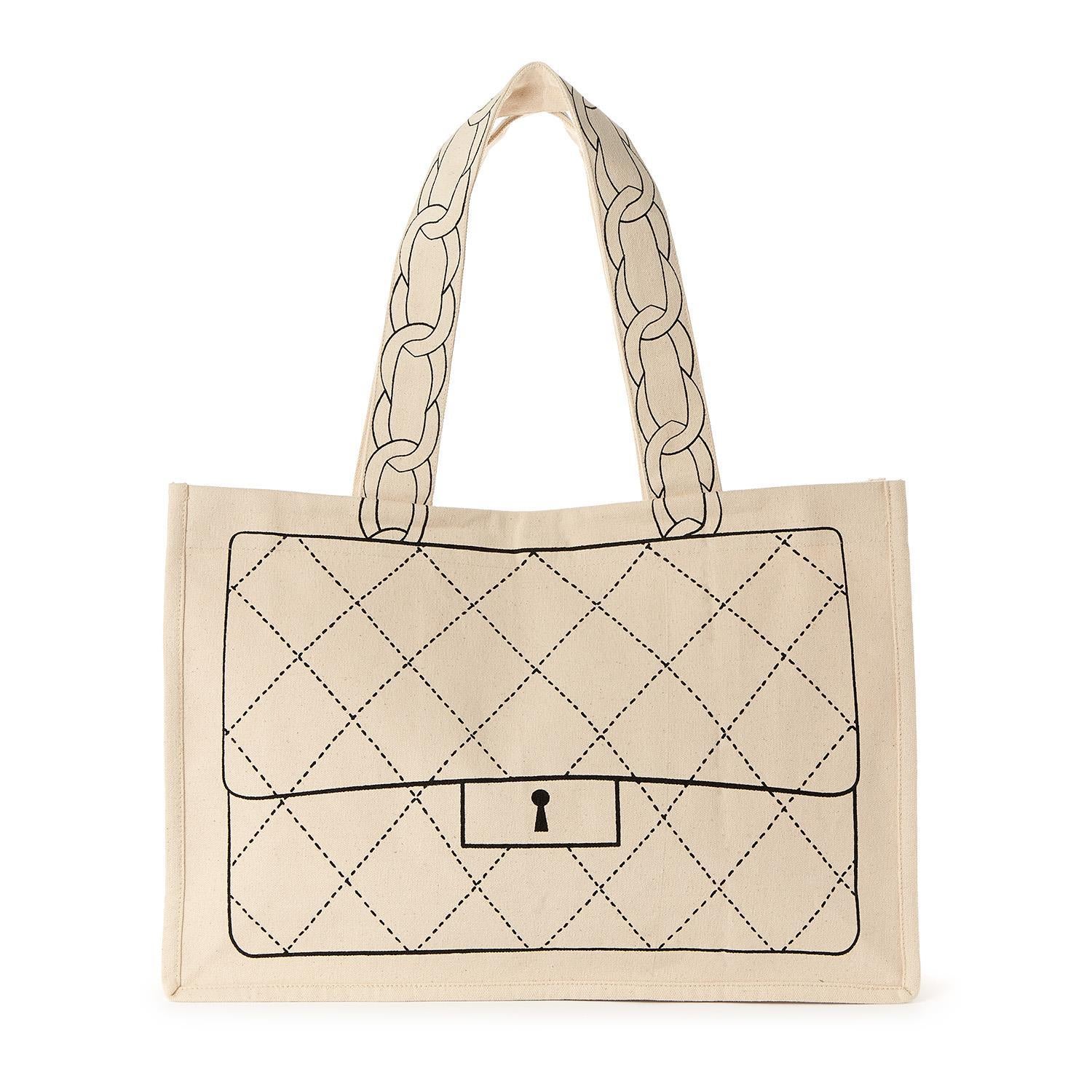 Designer Canvas Tote - Quilted Chanel