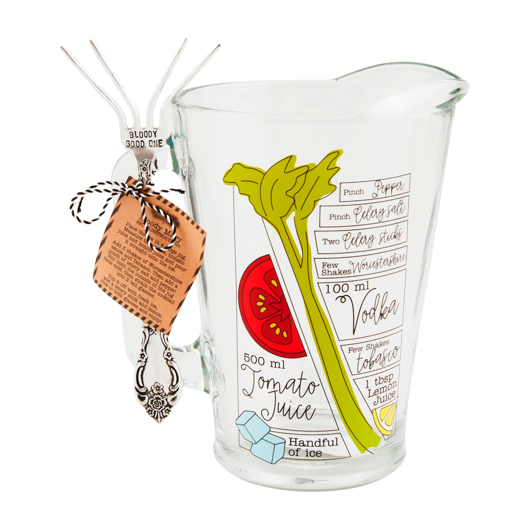 Bloody Mary Recipe Pitcher Set
