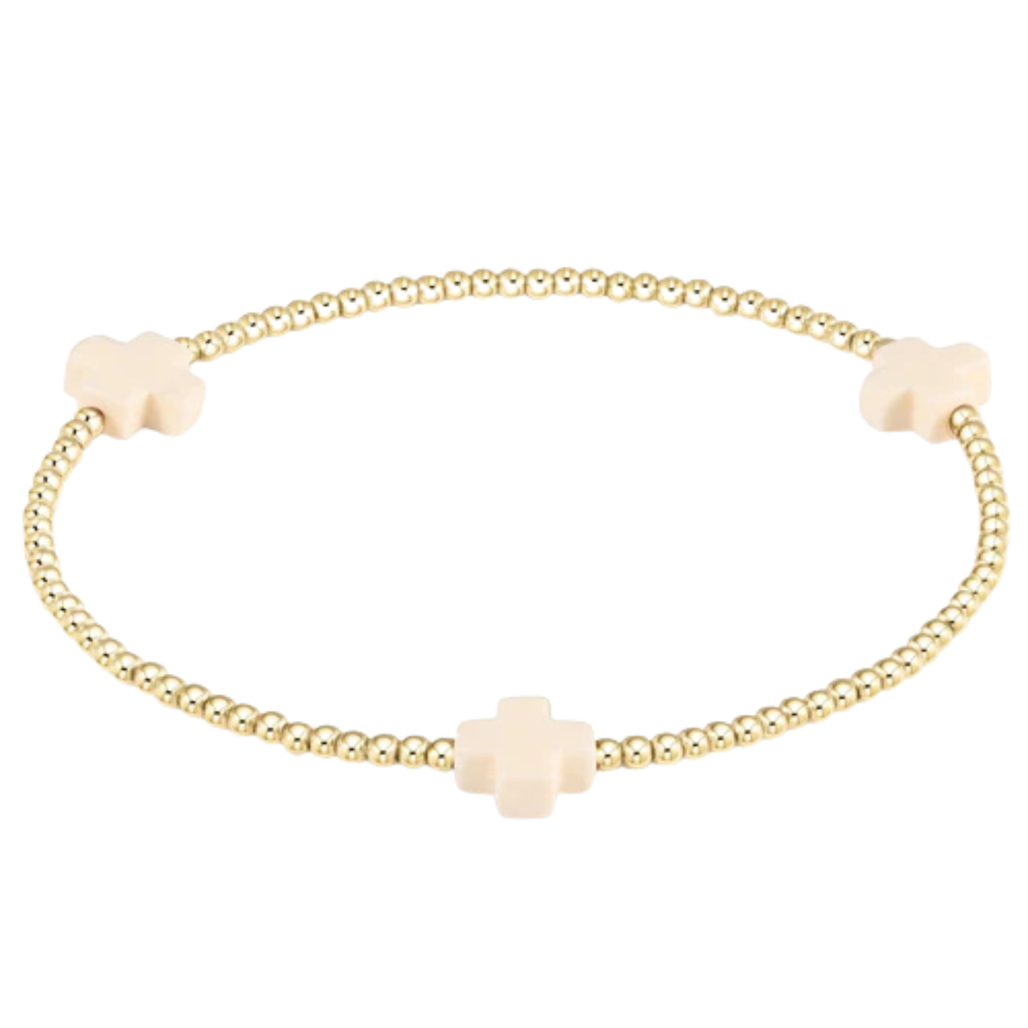 Signature Cross 2mm Gold Bracelet - Off White