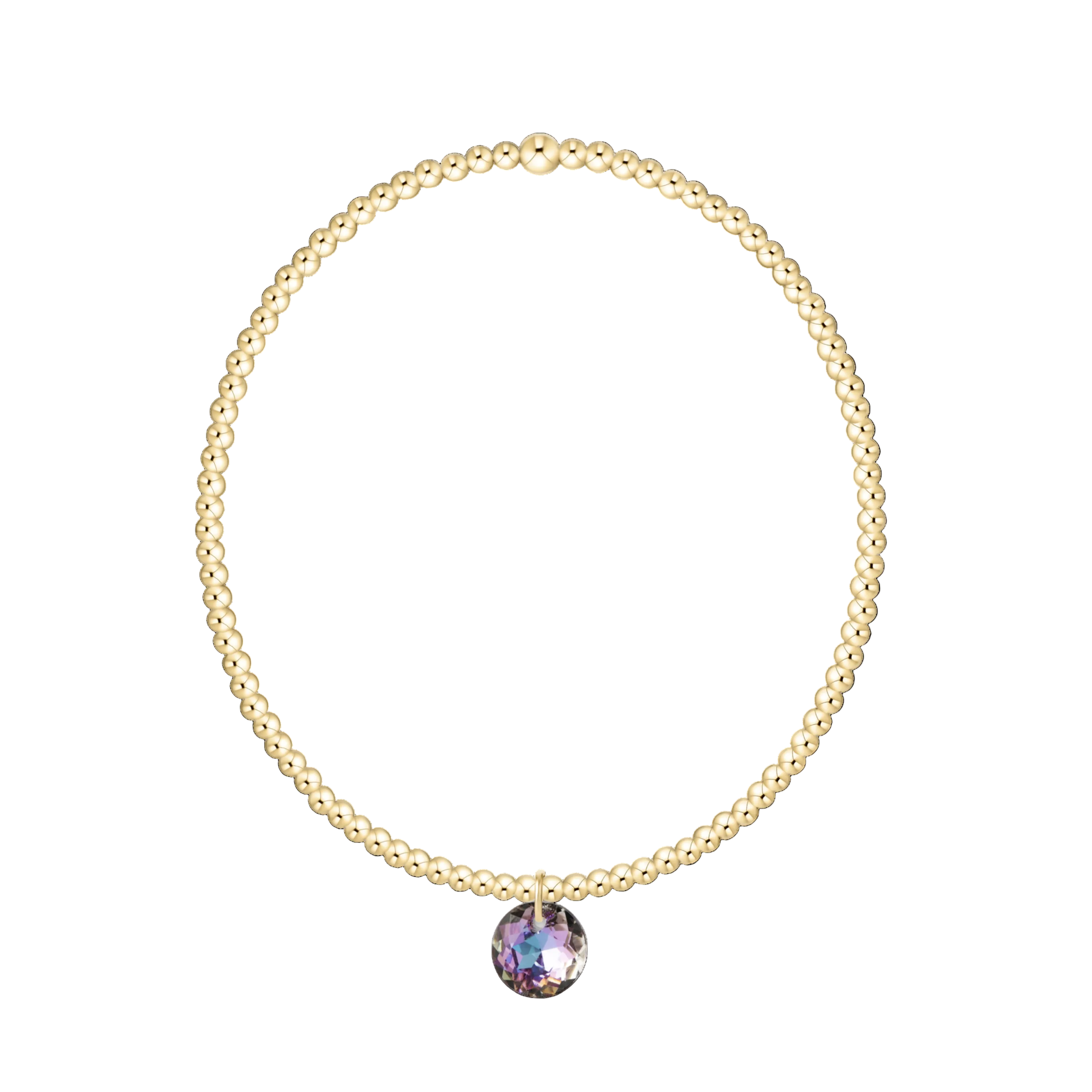 Classic Gold 2mm Bracelet- Reflection Small Charm- 06