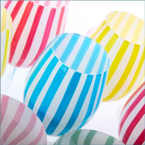 Stripe Hand-Painted Stemless Wine Glasses