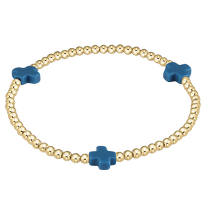 Cobalt Signature Cross 3mm Bead Bracelet