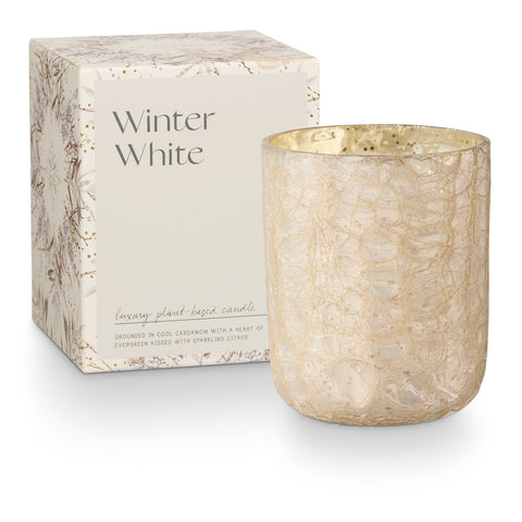 Winter White Crackle Glass 16oz