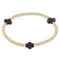 Signature Cross 3mm Gold Bracelet - Charcoal
