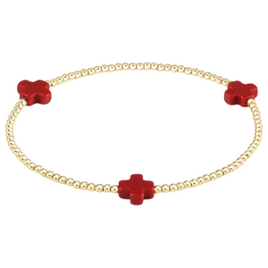Red Signature Cross 2mm Bead Bracelet