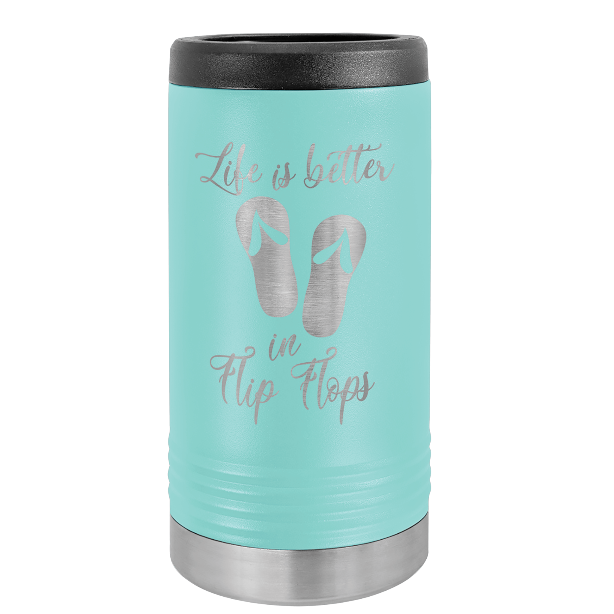 Custom Teal Skinny Can Koozie