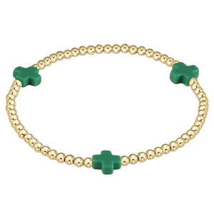 Emerald Signature Cross 3mm Bead Bracelet