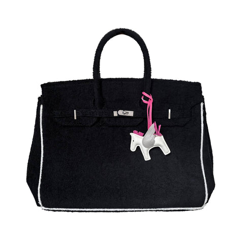 Hampton's "Designer" Inspired Tote Bag - Black/White