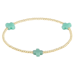 Mint Signature Cross 2mm Bead Bracelet