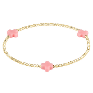 Pink Signature Cross 2mm Bead Bracelet