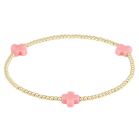 Pink Signature Cross 2mm Bead Bracelet