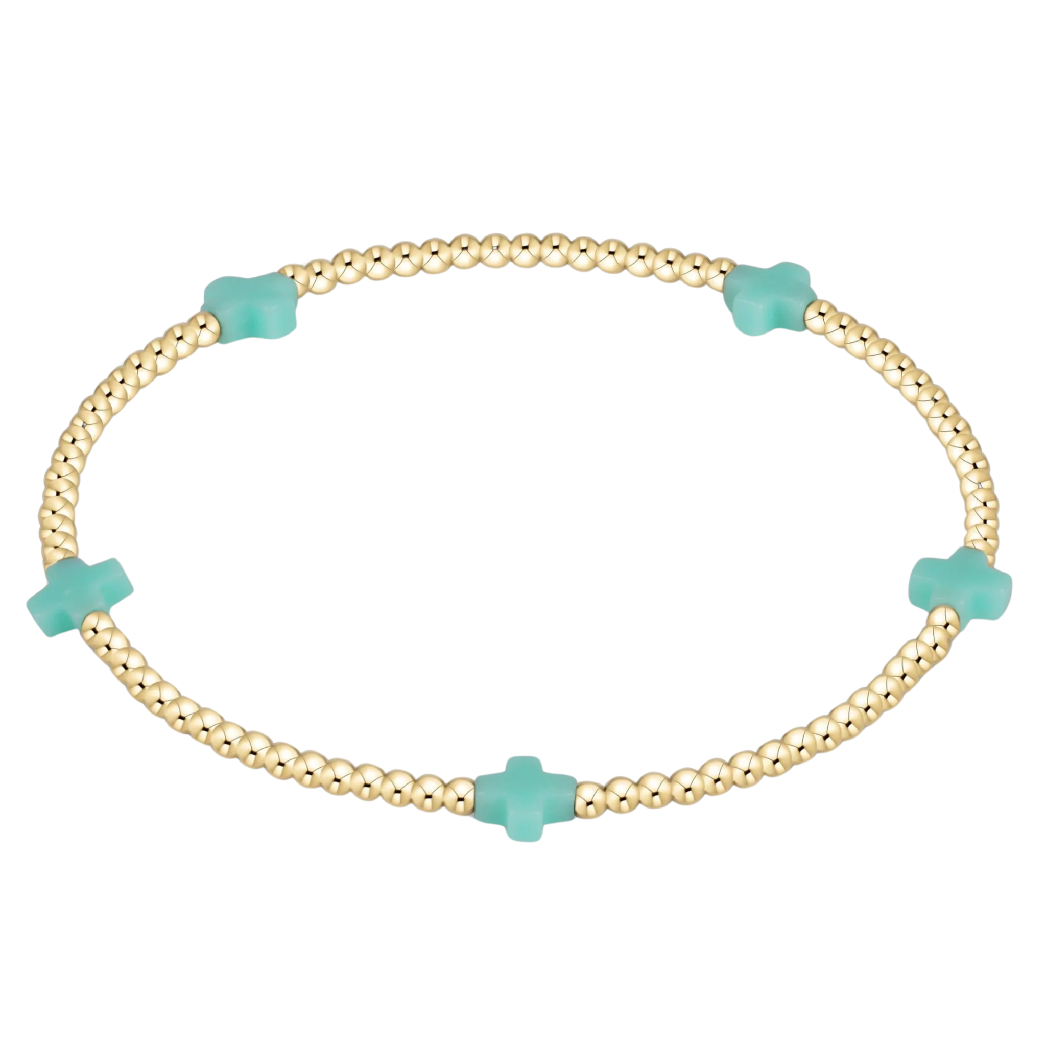 Signature Cross Small 2mm Gold Bracelet - Mint