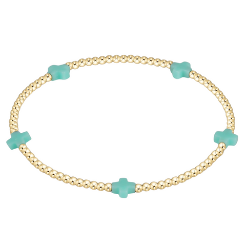 Signature Cross Small Gold Pattern 2mm Bracelet Mint