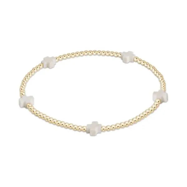 Signature Cross Small 2mm Gold Bracelet - Off White