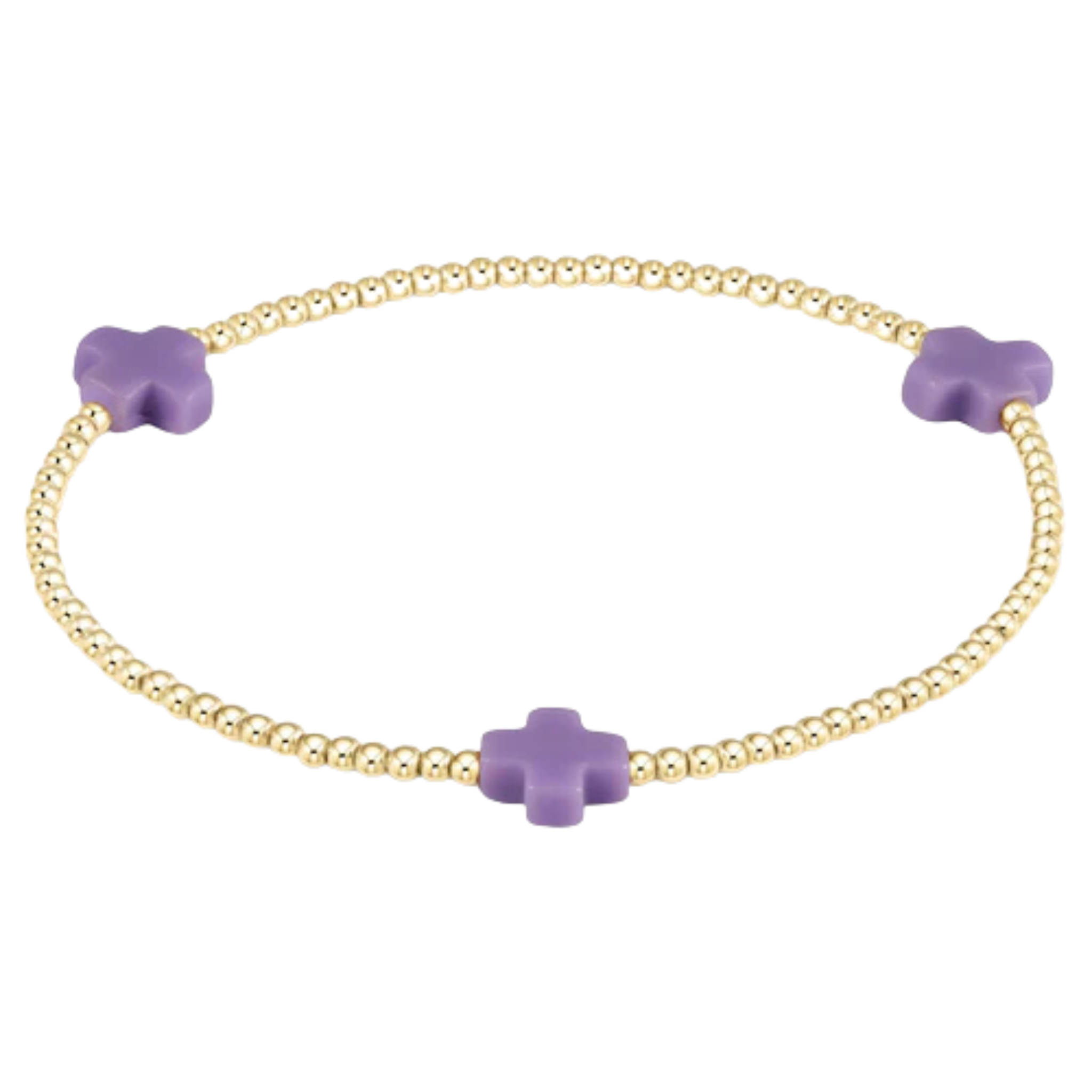 Purple Signature Cross 2mm Bead Bracelet