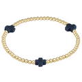 Signature Cross 3mm Gold Bracelet - Navy