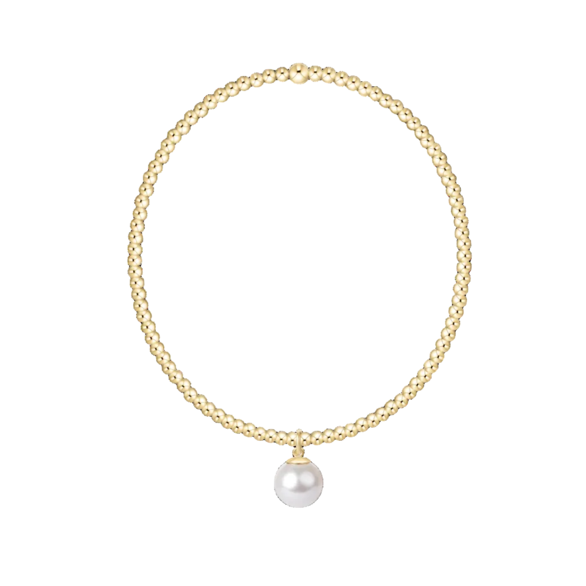 Classic Gold 2mm Bracelet - Classic 8mm Pearl Charm